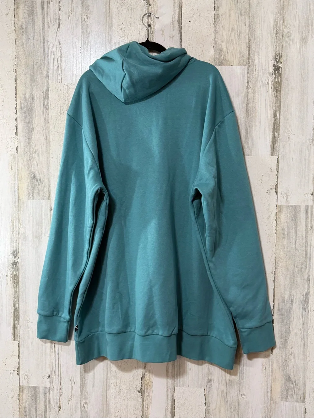 adidas Powder Teal Hoodie with Yellow-Green Logo Accent